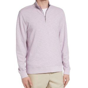 NWT Ted Baker London BERKS Men's Slub Funnel Neck 1/2 Zip Lilac 2XL $160 JK246